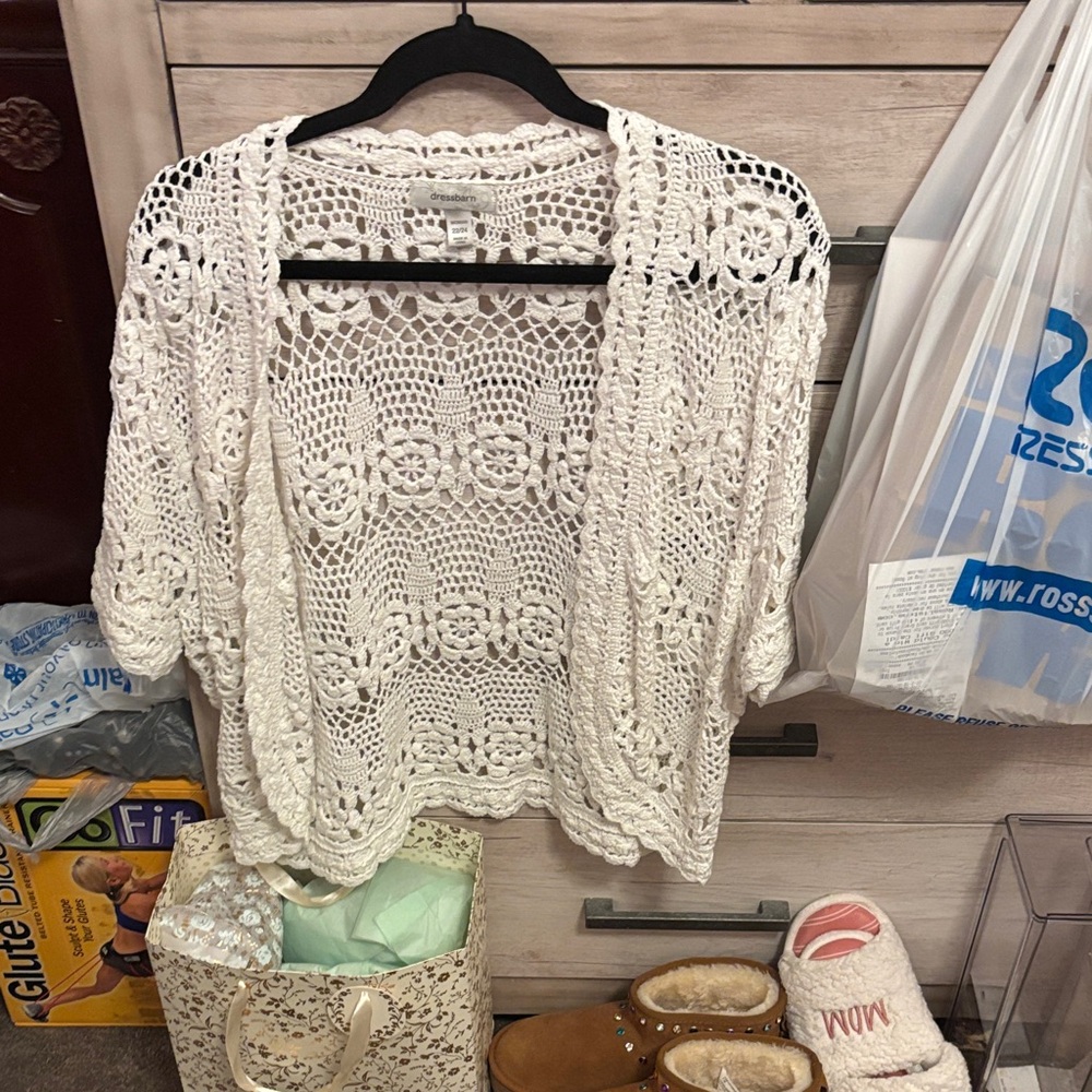 Dressbarn Ivory Crochet Knitwear